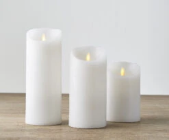 Liown 3.5" X 5", 7", Or 9"Moving Flame White Unscented Pillar Battery Candle