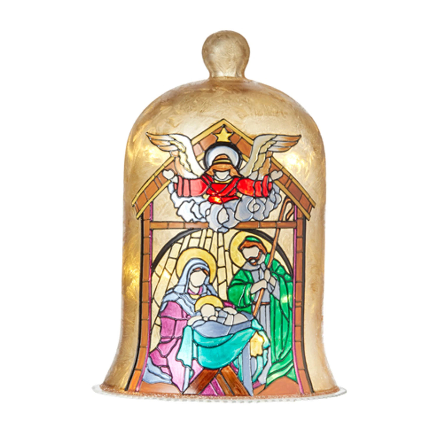 Raz 9" Holy Family Faux Stained Glass Lighted Cloche Christmas Decoration 4116345 4 Raz 9" Holy Family Faux Stained Glass Lighted Cloche Christmas Decoration 4116345 - Image 2