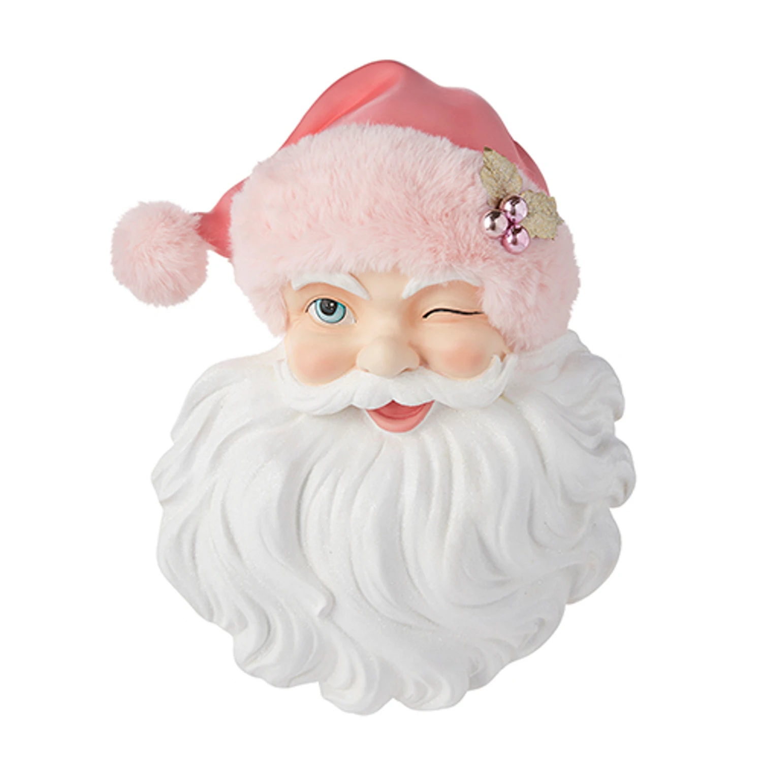 Raz 17" Santa Face With Pink Hat Christmas Wall Decoration 4210233 4 Raz 17" Santa Face With Pink Hat Christmas Wall Decoration 4210233 - Image 2