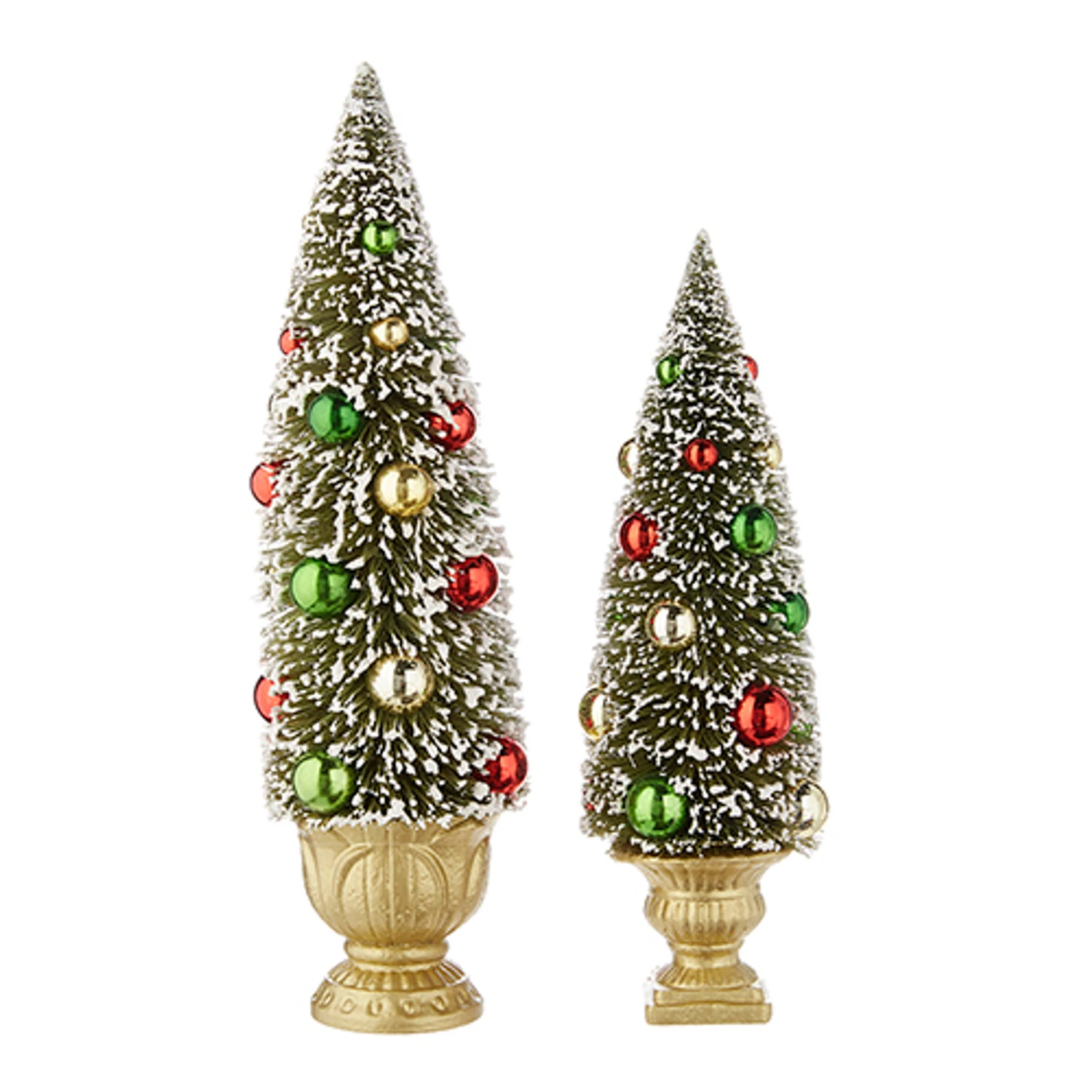 Raz Set Of 2 Green Bottle Brush Tree With Ornaments In Gold Urn 4215502 4 Raz Set Of 2 Green Bottle Brush Tree With Ornaments In Gold Urn 4215502 - Image 2