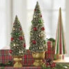 Raz Set Of 2 Green Bottle Brush Tree With Ornaments In Gold Urn 4215502 -The Jolly Christmas Shop 4215502 edit 39632.1648498213