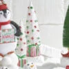 Raz Set Of 2 18" Bottle Brush Tree With Ornaments On Present Pedestal Christmas Figures 4215545 -The Jolly Christmas Shop 4215545 edit 76748.1648567669
