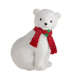 Raz 14.75" Glittered Plush Polar Bear With Scarf Christmas Figure 4216246 -The Jolly Christmas Shop 4216246a 27356.1648742902
