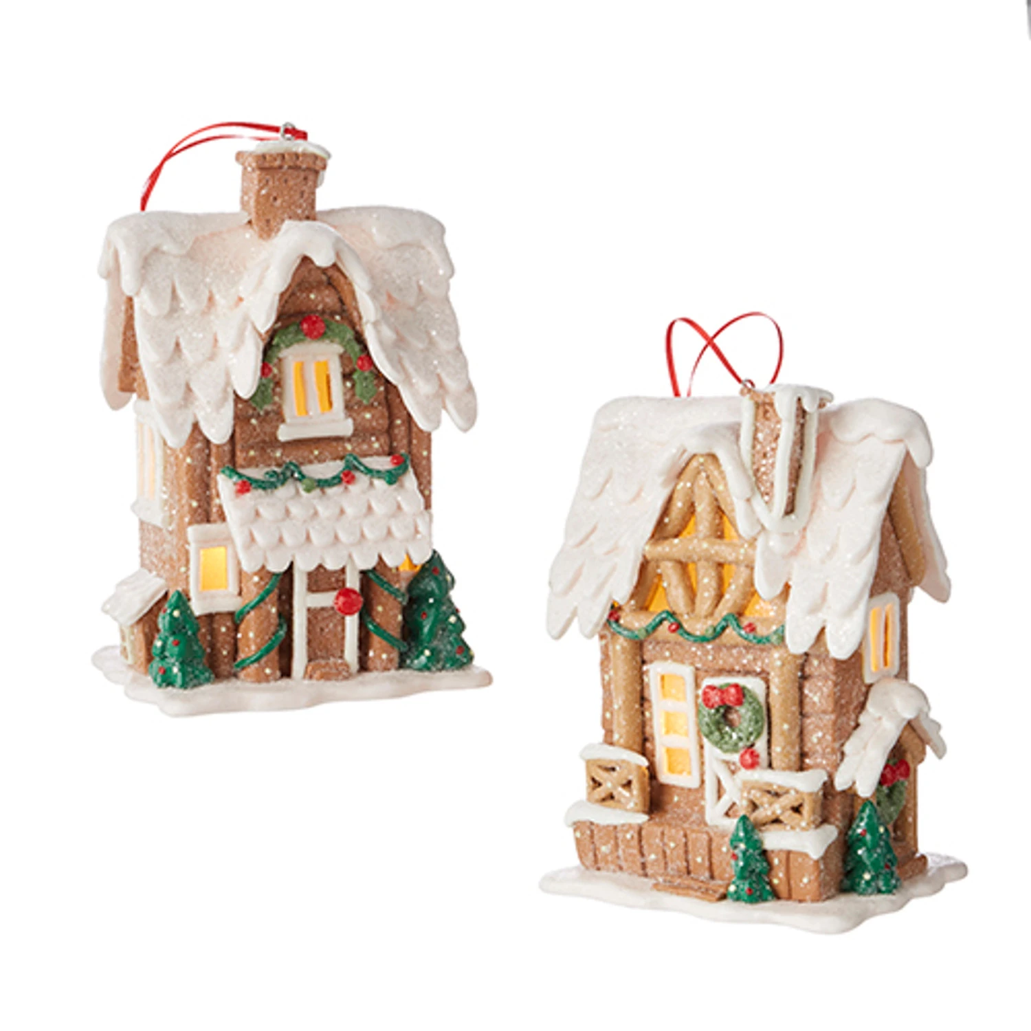 Raz 6.5" Lighted Gingerbread Pretzel House Christmas Ornament 4216269 4 Raz 6.5" Lighted Gingerbread Pretzel House Christmas Ornament 4216269 - Image 2
