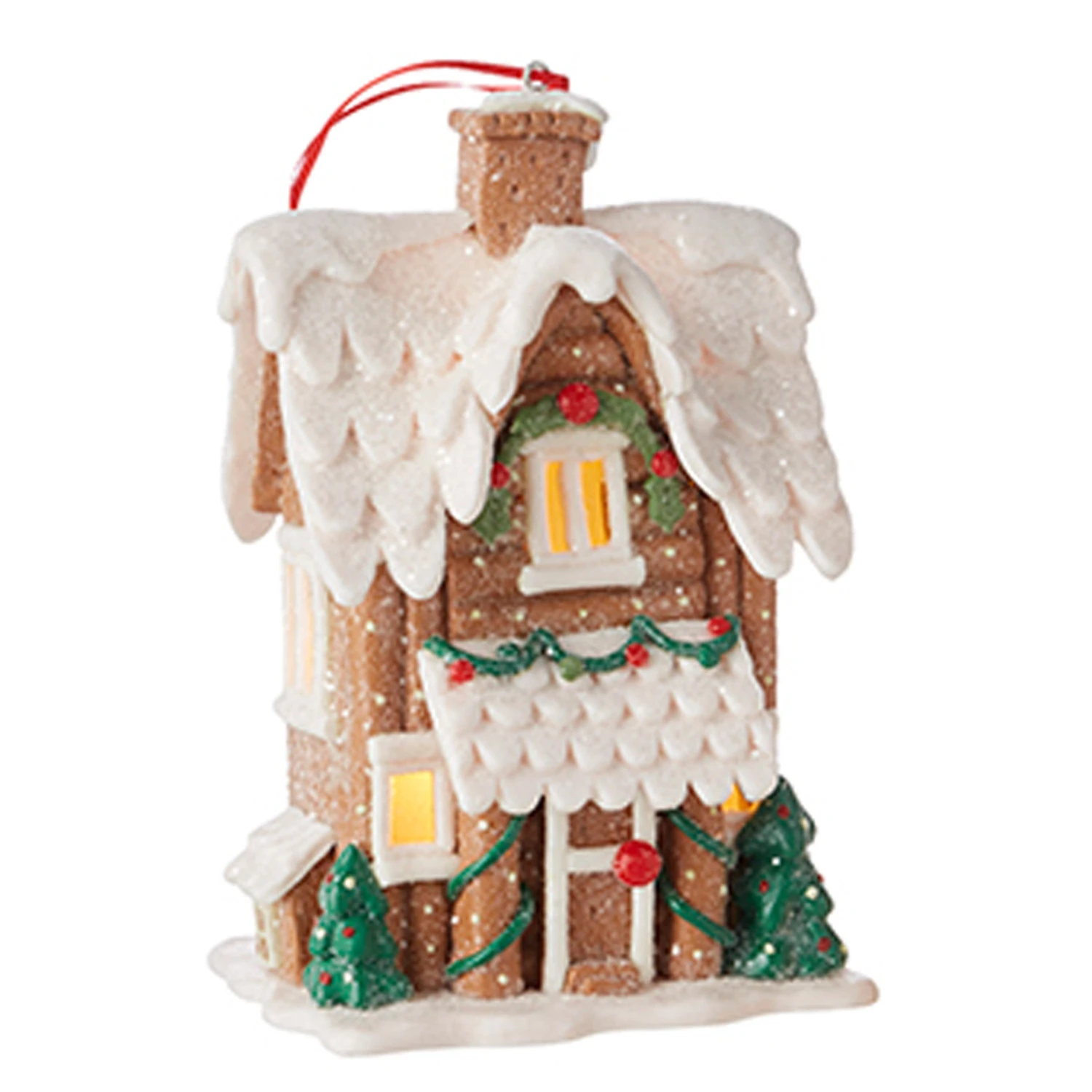 Raz 6.5" Lighted Gingerbread Pretzel House Christmas Ornament 4216269 5 Raz 6.5" Lighted Gingerbread Pretzel House Christmas Ornament 4216269 - Image 3