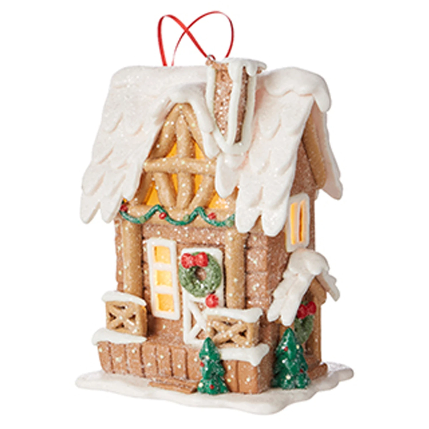 Raz 6.5" Lighted Gingerbread Pretzel House Christmas Ornament 4216269 6 Raz 6.5" Lighted Gingerbread Pretzel House Christmas Ornament 4216269 - Image 4