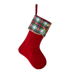 Raz 19" Plaid And Velvet Christmas Stocking 4216306 -The Jolly Christmas Shop 4216306 12404.1657655769