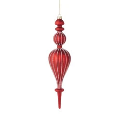 Raz 11.5" Large Red Ribbed Finial Glass Christmas Ornament 4222920 5 Raz 11.5" Large Red Ribbed Finial Glass Christmas Ornament 4222920 -The Jolly Christmas Shop 4222920 1 04856.1649614818