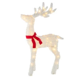 Raz White Flocked Tinsel Lighted Deer Indoor Outdoor Christmas Decoration -The Jolly Christmas Shop 4255816 67469.1657917654