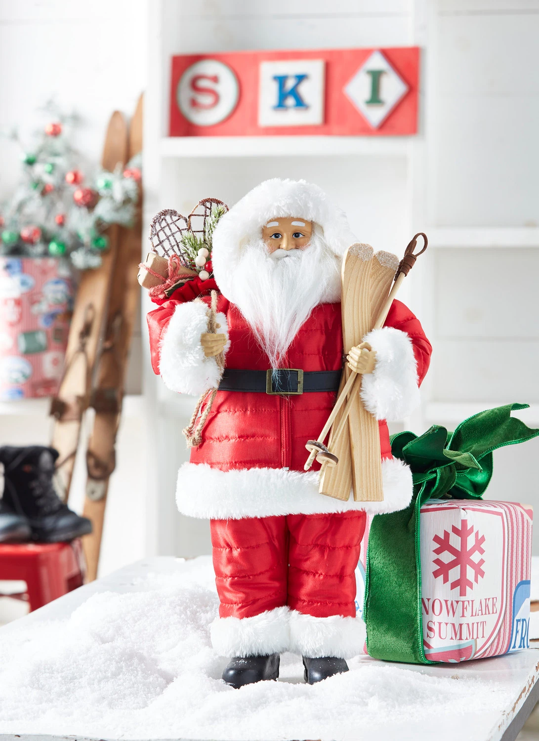 Raz 18" Santa With Skis Christmas Figure 4315524 3 Raz 18" Santa With Skis Christmas Figure 4315524