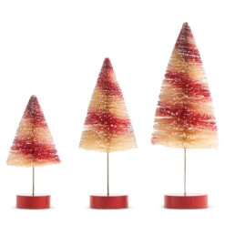 Raz 15" Peppermint Swirl Bottle Brush Trees Set Of 3 4315554 -The Jolly Christmas Shop 4315554 48706.1683049152