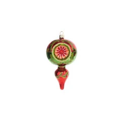 Raz 5" Green And Red Finial Reflector Glass Christmas Ornament 4320017 -The Jolly Christmas Shop 4320017a 46426.1683665582