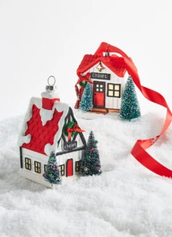 Raz 4" Chalet Cabin Glass Christmas Ornament 4320942