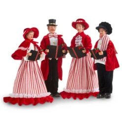 Raz 17.75" Red, White, And Black Carolers Family Christmas Decoration 4322101 -The Jolly Christmas Shop 4322101 86905.1684161137