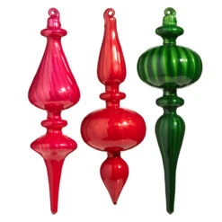 Raz 9.75" Pink, Red, Or Green Blown Glass Finial Christmas Ornament 4322881 -The Jolly Christmas Shop 4322881 1 34090.1684329056