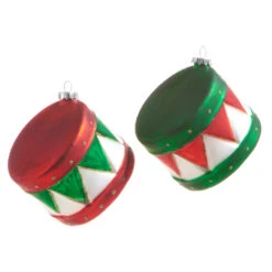 Raz 3.5" Red And Green Drum Glass Christmas Ornament 4322900 -The Jolly Christmas Shop 4322900 1 46919.1684347369