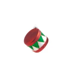 Raz 3.5" Red And Green Drum Glass Christmas Ornament 4322900 -The Jolly Christmas Shop 4322900a 31596.1684347372