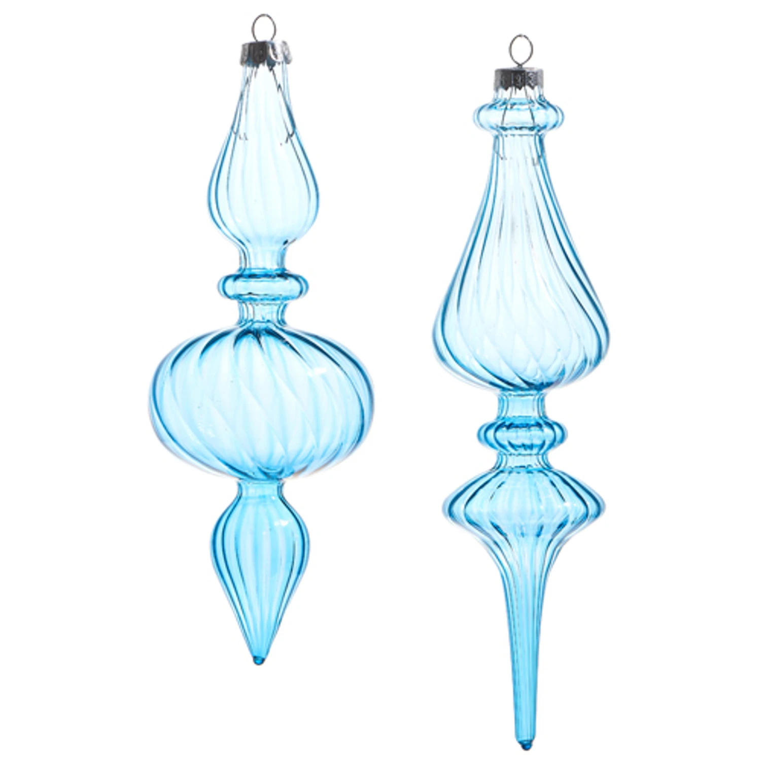 Raz 9.5" Light Blue Blown Glass Finial Christmas Ornament 4322925 4 Raz 9.5" Light Blue Blown Glass Finial Christmas Ornament 4322925 - Image 2
