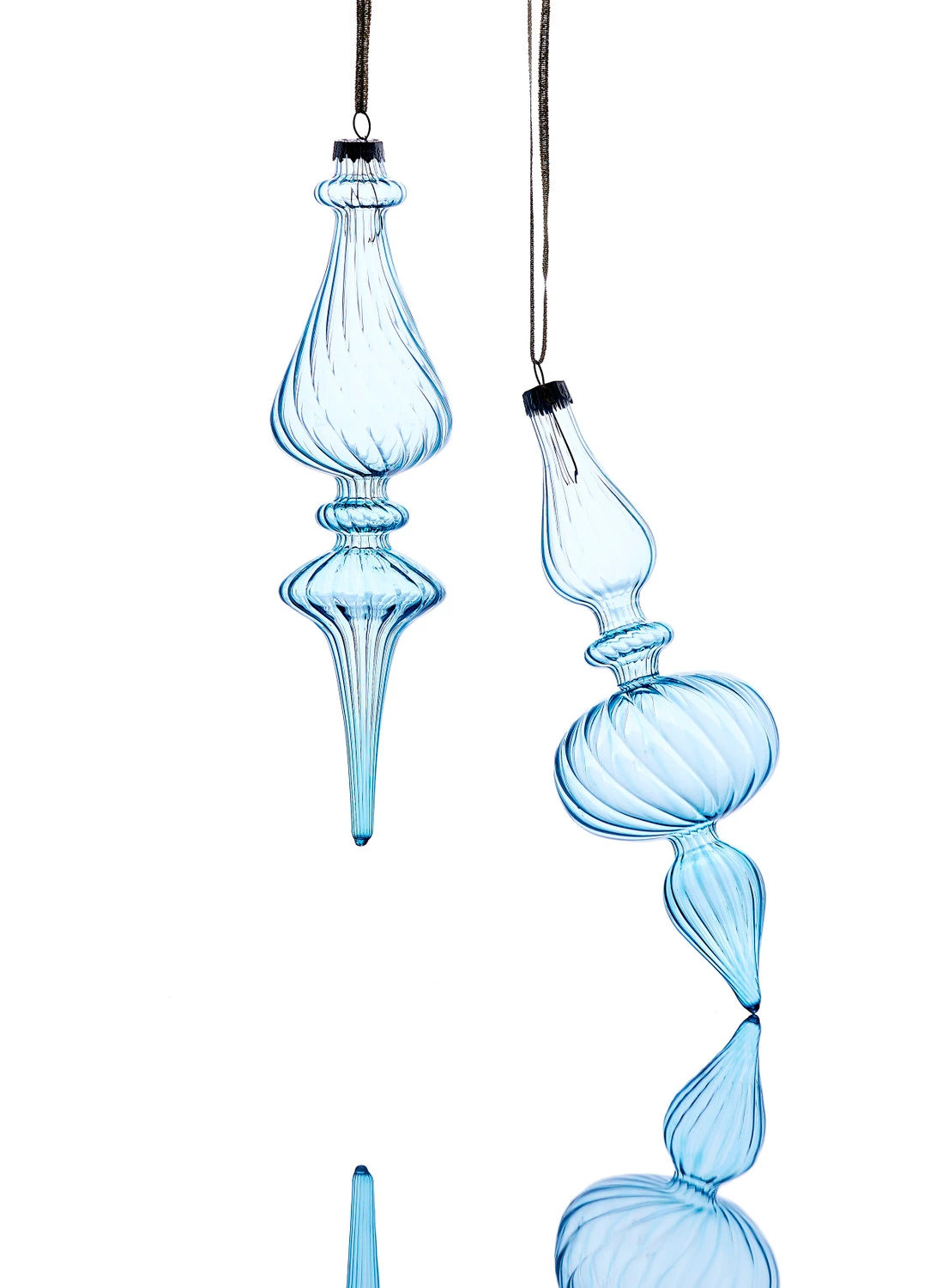 Raz 9.5" Light Blue Blown Glass Finial Christmas Ornament 4322925 3 Raz 9.5" Light Blue Blown Glass Finial Christmas Ornament 4322925