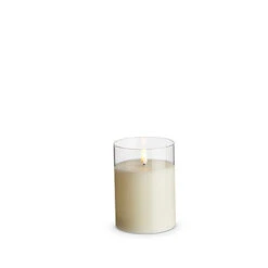 Uyuni 3.5" X 4",5", Or 6" Moving Flame Clear Glass Ivory Pillar Battery Candle -The Jolly Christmas Shop 4324026 90693.1686849992