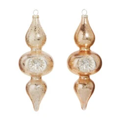 Raz 8" Silver And Gold Reflector Finial Glass Christmas Ornament 4324535 -The Jolly Christmas Shop 4324535 43712.1690916481