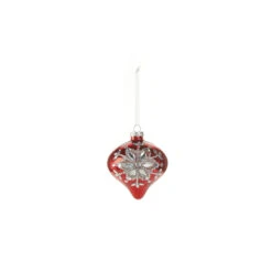 Raz 4" Red Jeweled Snowflake Glass Christmas Ornament 4324540 -The Jolly Christmas Shop 4324540a 45803.1684861715