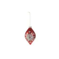 Raz 4" Red Jeweled Snowflake Glass Christmas Ornament 4324540 -The Jolly Christmas Shop 4324540b 28538.1684861719