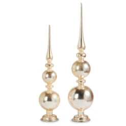 Raz Set Of 2 Gold Textured Standing Finial Glass Christmas Decoration 4324555 -The Jolly Christmas Shop 4324555 75174.1690917397