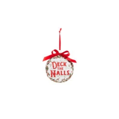 Raz 5" Holiday Greetings Disc Glass Christmas Ornament 4324605 -The Jolly Christmas Shop 4324605b 38626.1684954725
