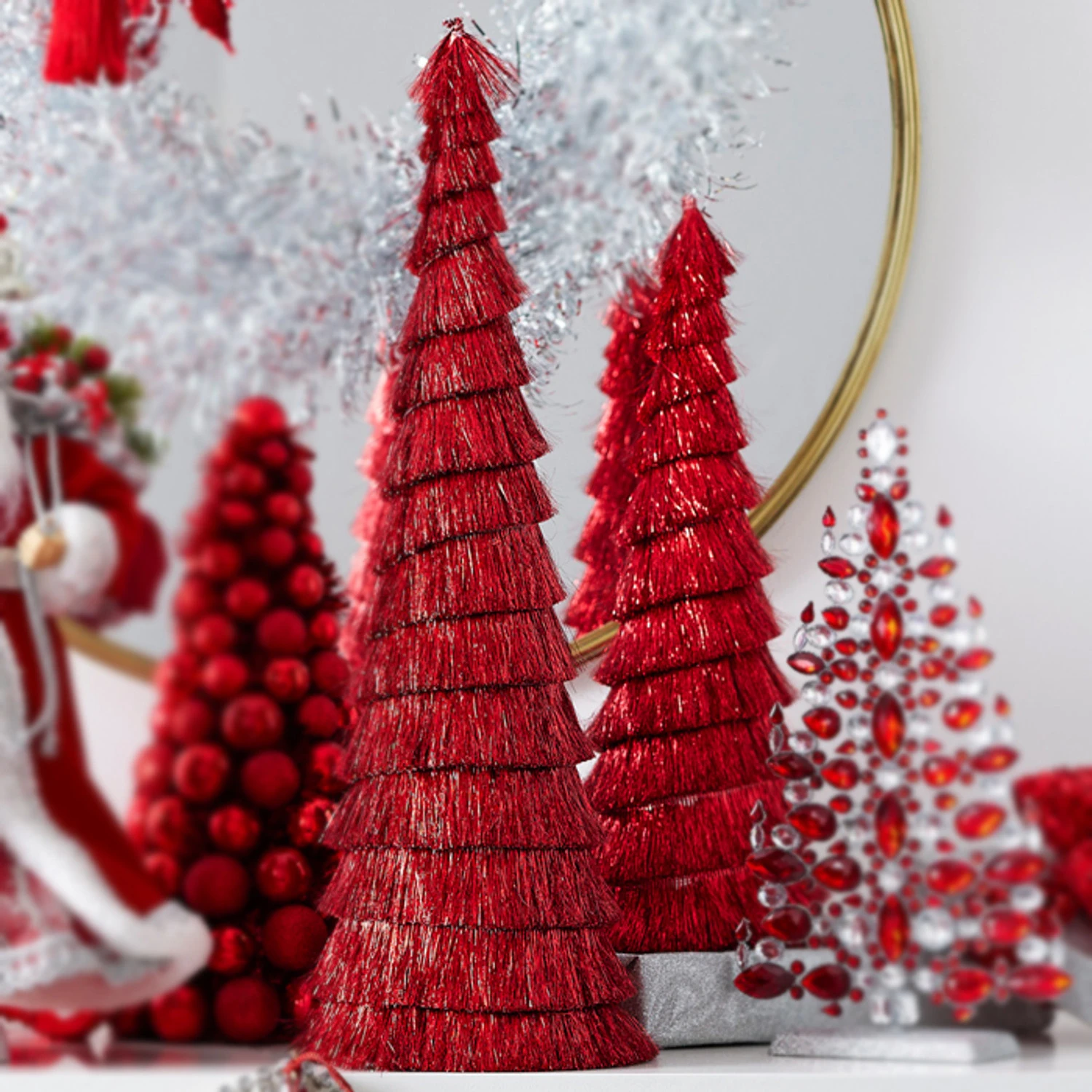 Raz Set Of 2 Red Tinsel Trees Christmas Decoration 4334054 3 Raz Set Of 2 Red Tinsel Trees Christmas Decoration 4334054