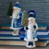 Raz 5.5" Delft Santa With Tree Glass Christmas Ornament 4352893 -The Jolly Christmas Shop 4352893 31798.1691008209