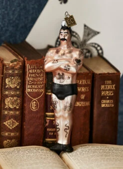 Raz Eric Cortina 4" Tattooed Man Glass Christmas Ornament 4353140