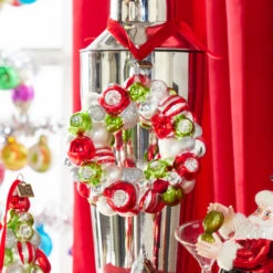 Raz Eric Cortina 4" Red, Green, And White Wreath Glass Christmas Ornament 4353164