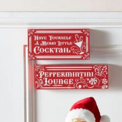 Raz Red High Shine Block Christmas Cocktail Sign