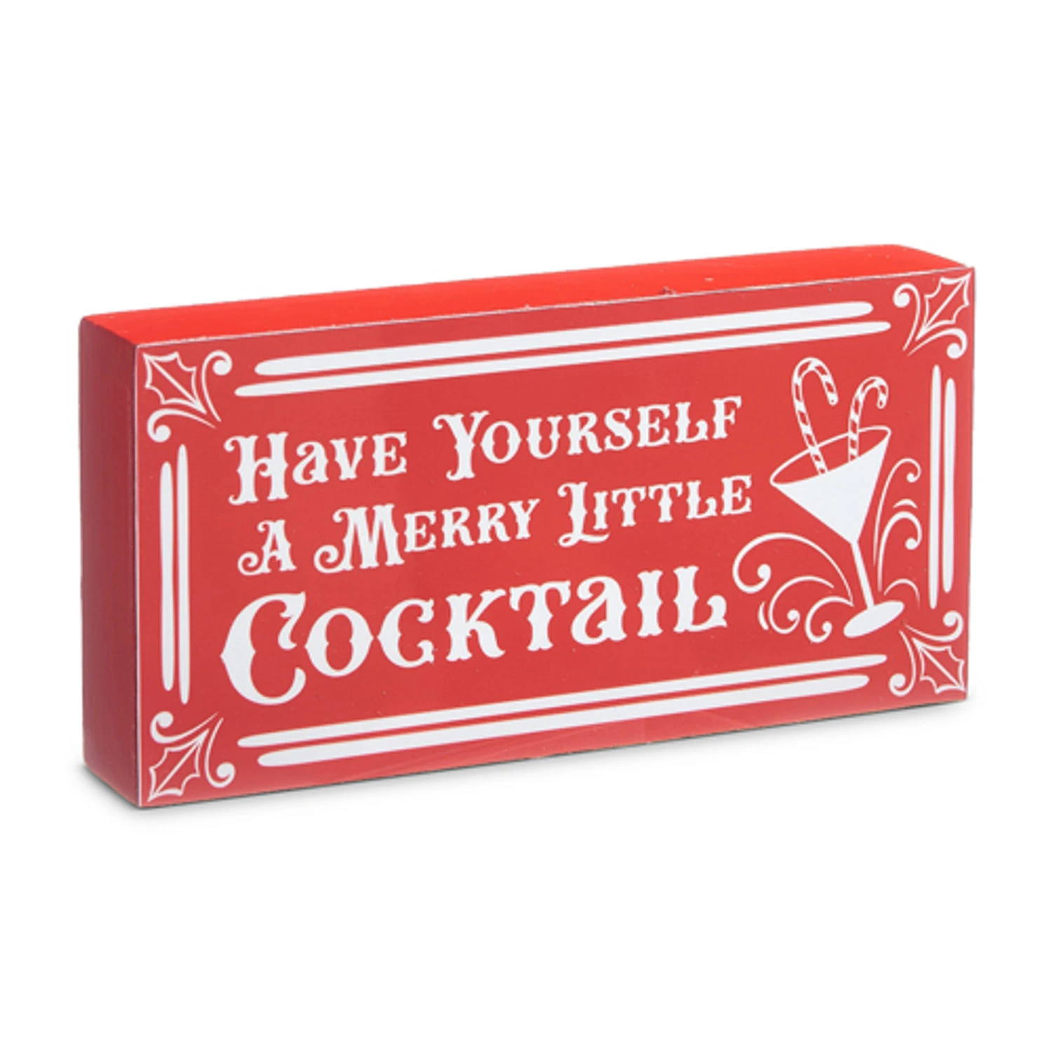 Raz Red High Shine Block Christmas Cocktail Sign 5 Raz Red High Shine Block Christmas Cocktail Sign - Image 3