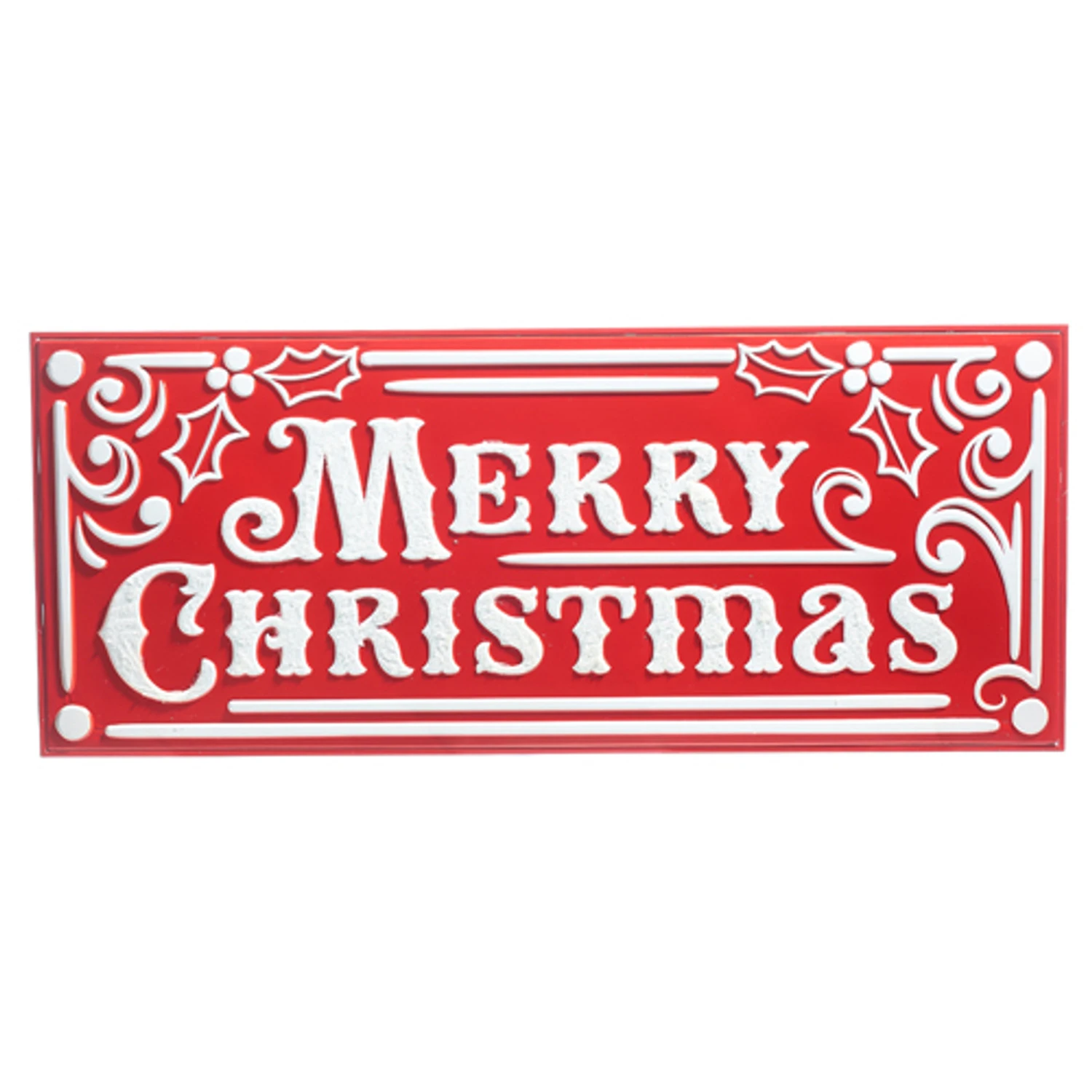 Raz 27.75" Large Red Merry Christmas Embossed Metal Christmas Sign 4359006 4 Raz 27.75" Large Red Merry Christmas Embossed Metal Christmas Sign 4359006 - Image 2