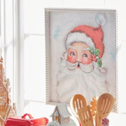 Raz 16" Santa Face Framed Wall Art Christmas Sign 4359054