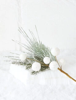 Raz 20" Snowball And Greenery Christmas Tree Pick F4206702