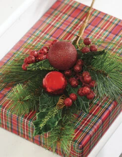 Raz 18.5" Mixed Greenery With Berries And Ornaments Christmas Tree Pick F4226019