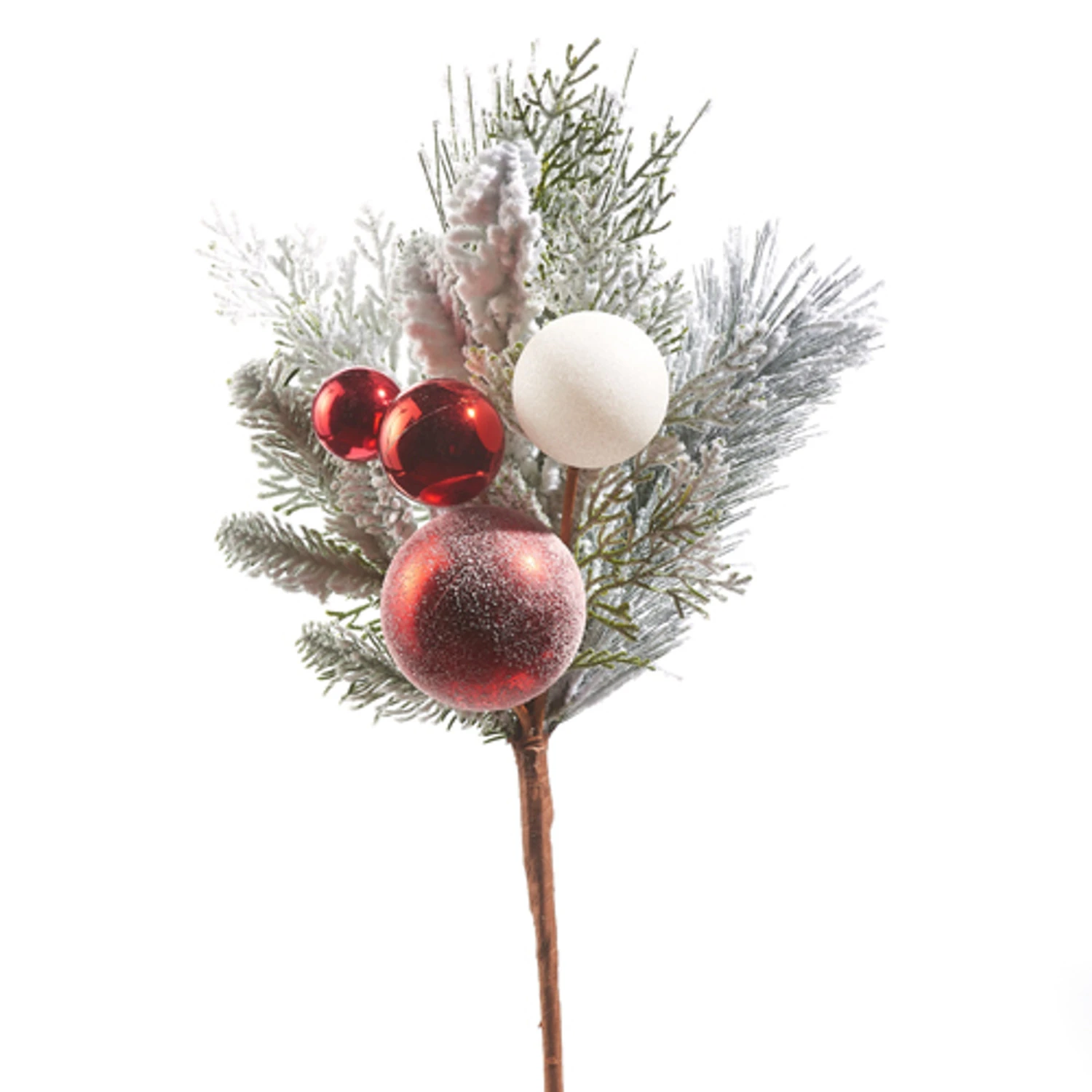 Raz 20" Mixed Greenery And Red And White Ornament Pick Christmas Tree Accessory F4309875 4 Raz 20" Mixed Greenery And Red And White Ornament Pick Christmas Tree Accessory F4309875 - Image 2