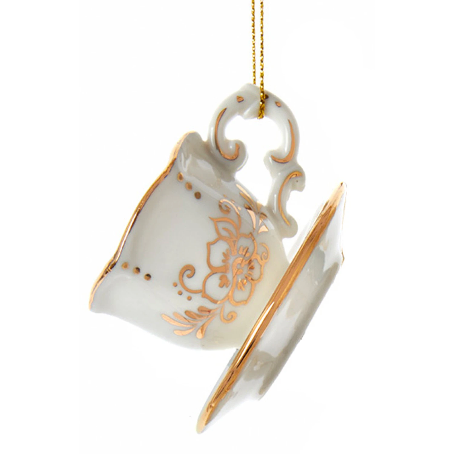 Kurt Adler 3" White And Gold Teacup Porcelain Christmas Ornament J7487 4 Kurt Adler 3" White And Gold Teacup Porcelain Christmas Ornament J7487 - Image 2