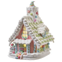 Kurt Adler 12.5" Battery-Operated LED Lighted Pastel Gingerbread Christmas House JEL1104