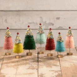 Bethany Lowe Set Of 7 Christmas Mini Cupcake Trees Christmas Decoration LC1543