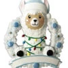 Baby Llama In Blue Wreath Personalized Christmas Ornament OR1903-B -The Jolly Christmas Shop OR1903 B 28595.1662476982
