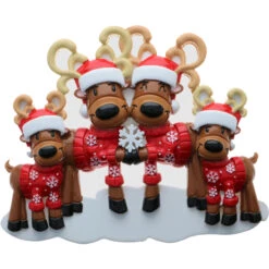 Reindeer Family Of 4 Personalized Christmas Ornament OR2256-4 -The Jolly Christmas Shop OR2256 4 47340.1654004010