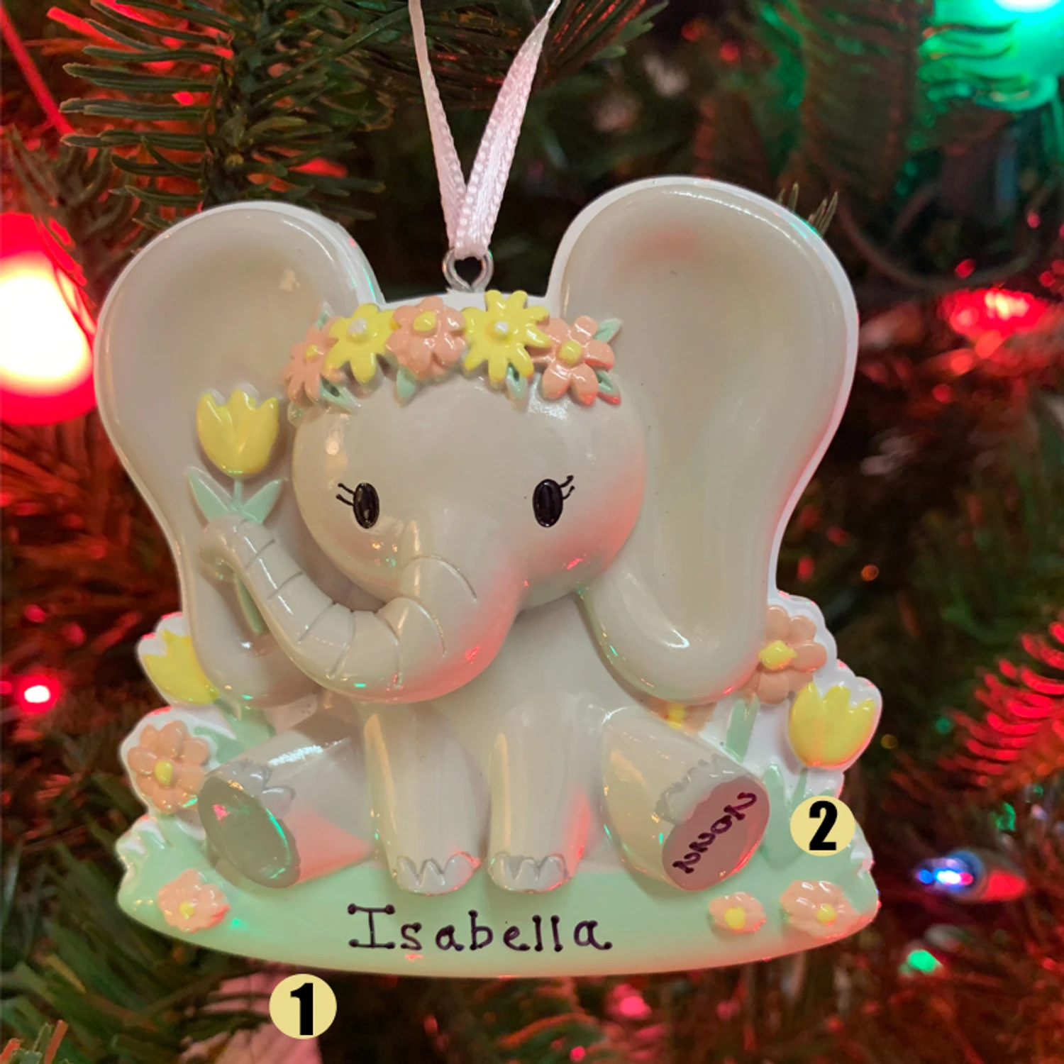 Girl Baby Elephant Personalized Christmas Ornament OR2361-F 3 Girl Baby Elephant Personalized Christmas Ornament OR2361-F