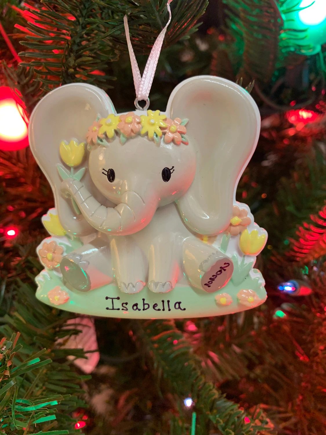 Girl Baby Elephant Personalized Christmas Ornament OR2361-F 4 Girl Baby Elephant Personalized Christmas Ornament OR2361-F - Image 2