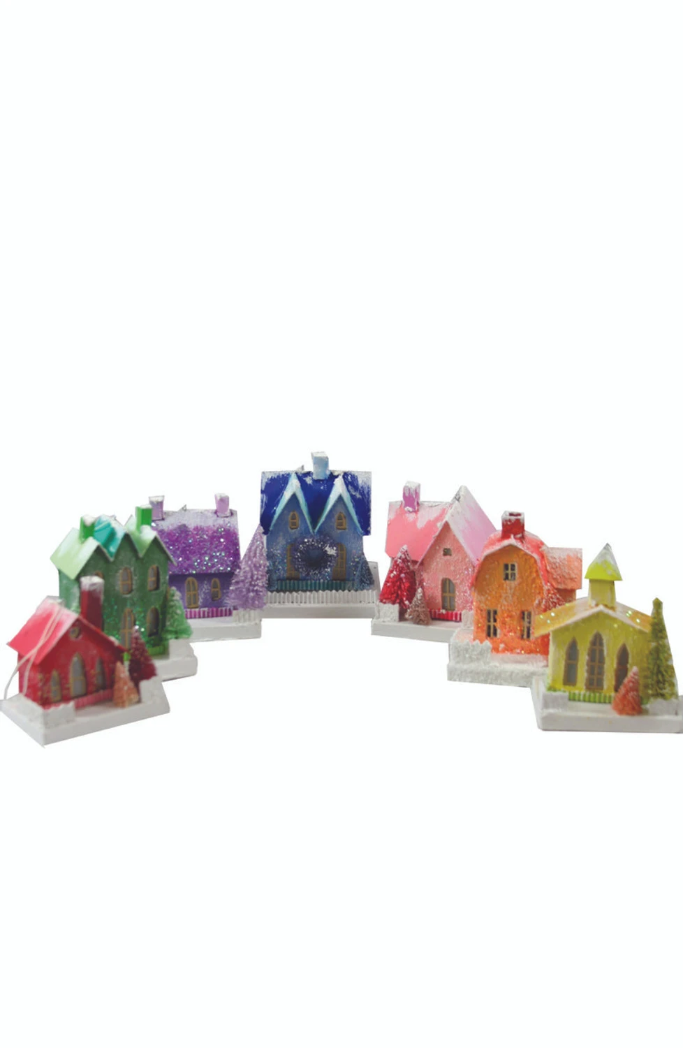 Cody Foster Set Of 7 Spectrum Vintage Putz Christmas House Ornament PO-1077-S 3 Cody Foster Set Of 7 Spectrum Vintage Putz Christmas House Ornament PO-1077-S