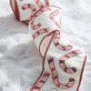 Raz 4" Candy Cane Sequined Wired Christmas Ribbon R4227728 -The Jolly Christmas Shop R4227728 61470.1651093879
