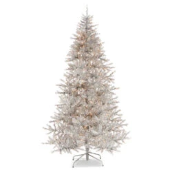 Raz 7.5' Or 9' Silver Tinsel Christmas Tree With Forever Lit Clear Lights -The Jolly Christmas Shop T4352007 82242.1686667810